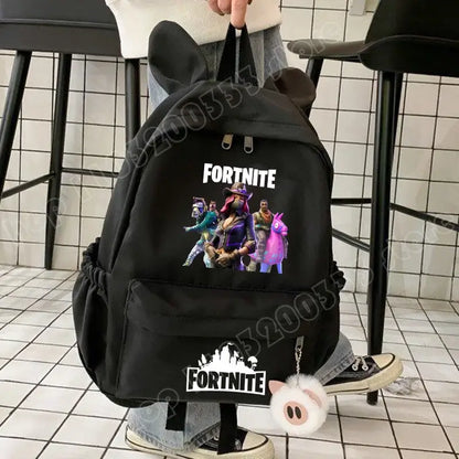 New Fortnite Cartoon Backpack Boy Girl Casual Schoolbag Large Capacity Student Bag Rabbit Ears Travel Backpack Stationary Gift