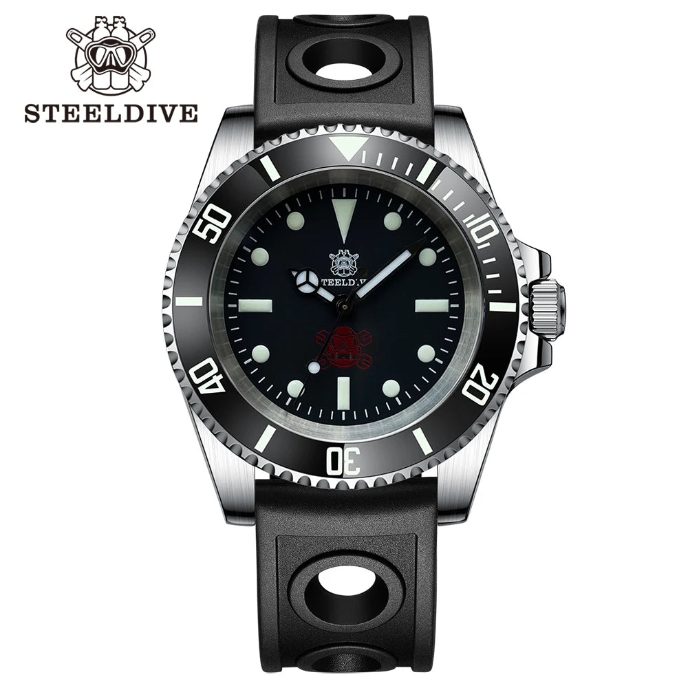 STEELDIVE SD1954 Black Dial 41MM Stainless Steel NH35 Automatic Movement What Ghost Mens 300M Dive Watch  Sapphire Glass