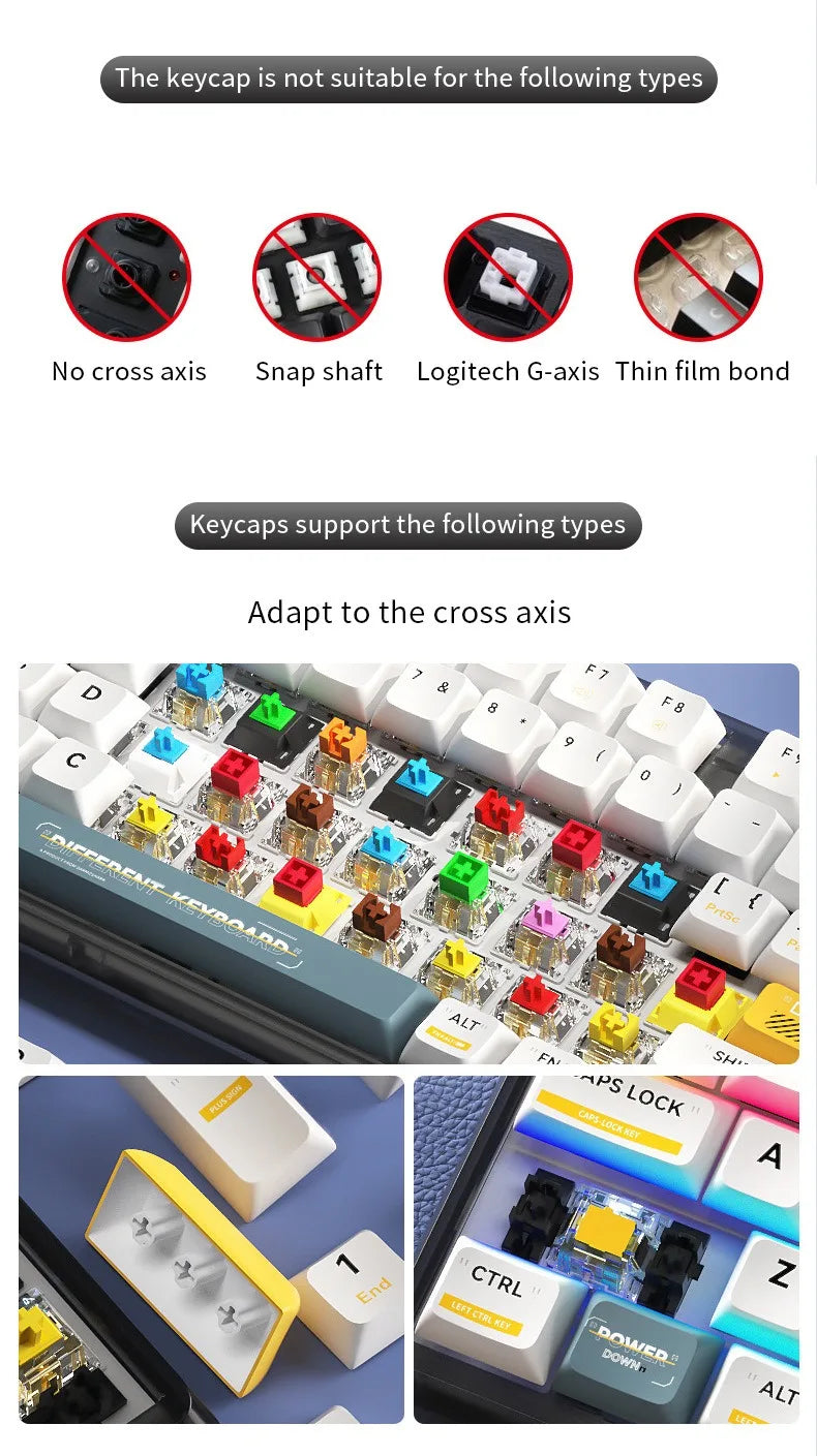 Keycap RGB gamer retroilluminati a gradiente per tastiera meccanica con switch MX, profilo OEM, PBT bianco e blu, layout ISO, tasti fai da te