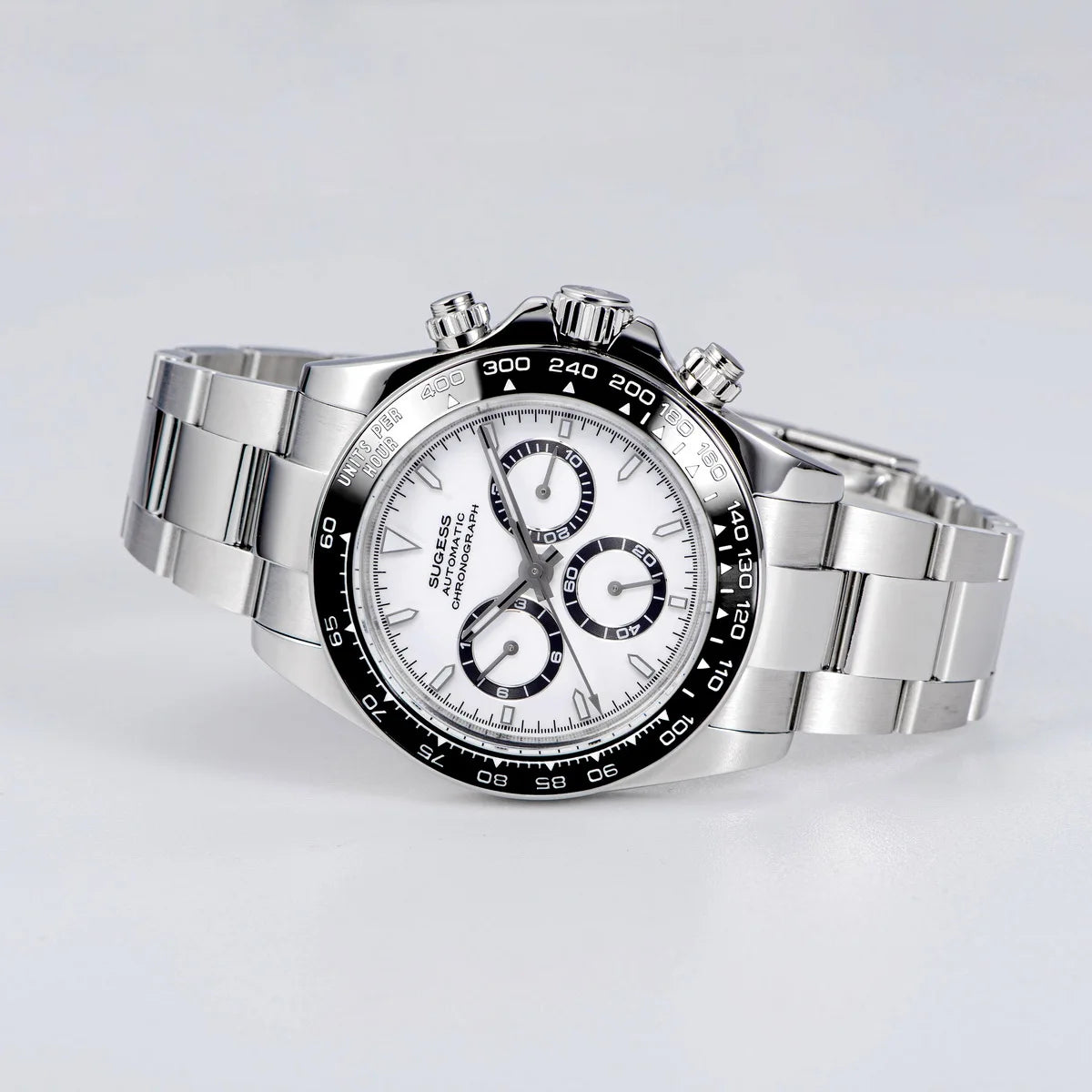 Sugess Panda Chronograph Movement Automatic Mechanical Chronograph Wristwatch Waterproof Diving Men Watches Ceramic Bezel Tona