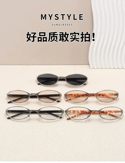 Retro Oval Design Sunglasses Women 2026 New Y2K Small Metal Frame UV400 Protection Vintage Punk Sun Glasses Fashion Eyewear