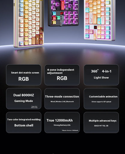 AULA F87 Pro V2 Mechanical Keyboard 3-modes Wireless 12000mAh Long Battery Life Hot-Swap RGB Custom E-Sports Keyboard PC Gaming