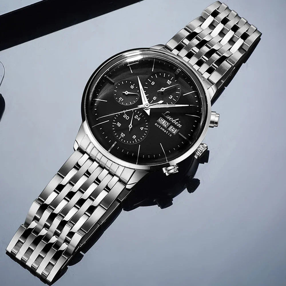 Reloj de lujo para hombre, automático mecánico, de cuerda automática, para negocios, de acero inoxidable, luminoso, 2020