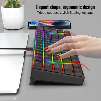 Teclado gaming coreano portátil HXSJ V200 de 68 teclas, teclado de membrana cableado para oficina con retroiluminación RGB al 65% para PC de escritorio y portátiles