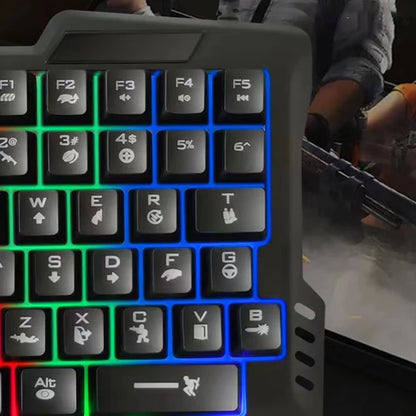 1pc RGB Gaming Keyboard Single Hand Mini USB Ultra-slim Wired 35-Keys One-Handed Backlight Keyboard For Computer PC Laptop