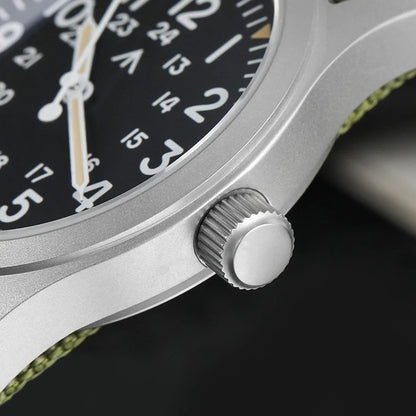 Militado ML05 38mm Military Watch Miyota 2035 Movement Domed Sapphire Crystal C3 Green Luminous 10Bar Waterproof Vintage Watches