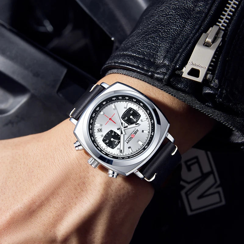 2026 New Square Watches for Men Multi-Functional Three-Eye Six-Pin Timing Waterproof Chronograph Quartz Watch Relogio Masculino