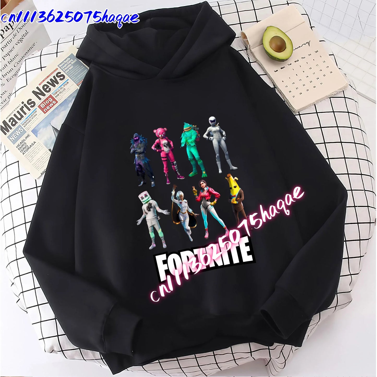 Sweatshirts Fortnite Novos para Criança, Hoodie com Estampado de Personagem de Jogo em Desenho Animado, Tops Casuais de Outono, Roupa de Inverno para Meninos Bebés