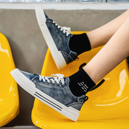 Personalized Spring and Autumn New Men's Shoes, Korean Style Fashionable Large Size Low-Top Casual Shoes, Denim Single Shoes, Versatile Sneakers
