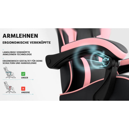 Gaming Chair Ergonomic Gaming Chair with Lumbar Support, Breathable PU Leather Office Chair, Comfortable Computer Chair