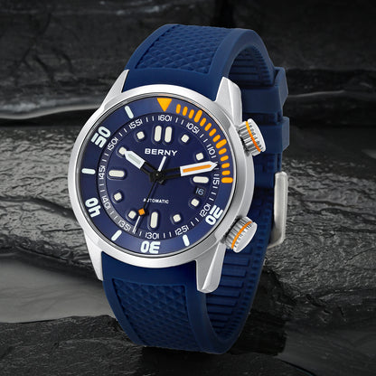 BERNY Automatic Professional Diving Watch for Men Super Luminous Scratch-resistant Sapphire Lens Top Mechanical Diver Watches