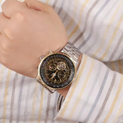 Jaragar 50MM Automatic Mechanical Watch for Men,Multifunctional,Date Month Week Display,3ATM Waterproof,Business Casual Style