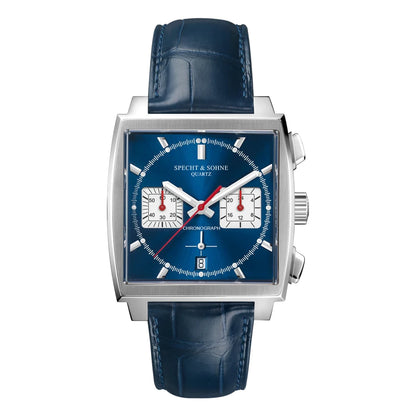 2024 Specht & Sohne New Classic Men's Quartz Watch Blue Color Stainless Steel Japan VK63 Movement Genuine Leather Montre Homme 39MM