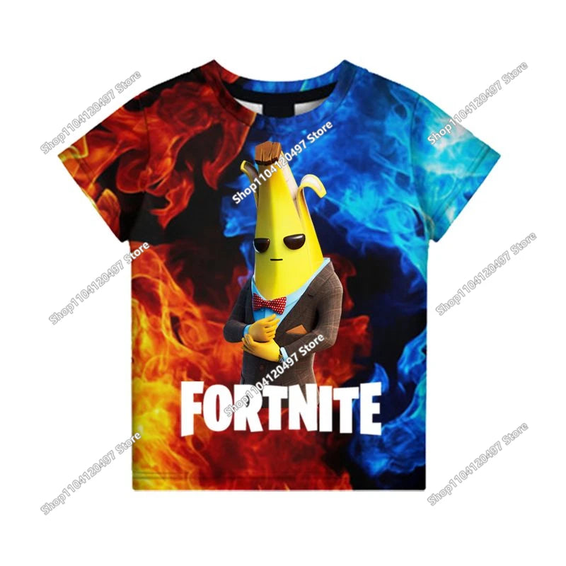 Anime Fortnite T-Shirts Girl Clothing T-Shirt Boys White Cartoon Tees Baby Summer Shirts Cute Printed Tops Costume