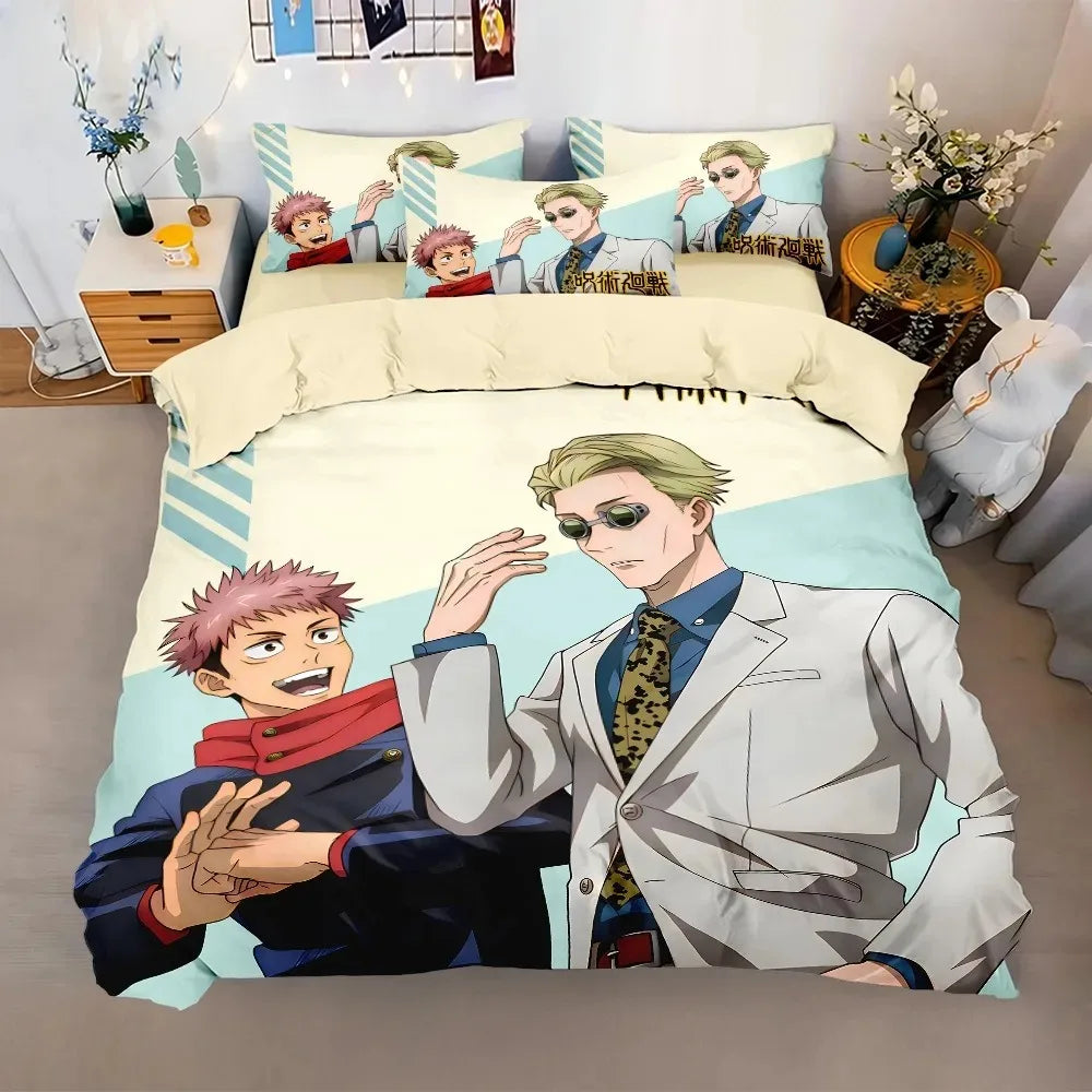 Japan Famous Anime Duvet Cover Sets, Jujutsu Kaisen Bedding Set, Satoru Gojo Bedding Set for Teenagers Boys Adults