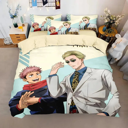 Japan Famous Anime Duvet Cover Sets, Jujutsu Kaisen Bedding Set, Satoru Gojo Bedding Set for Teenagers Boys Adults