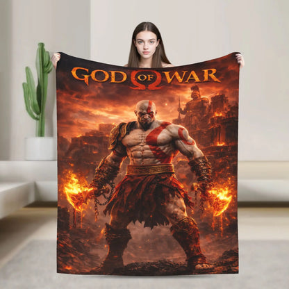 God of War Game Gamers Kratos Warm Blanket  Decorative Plush Throw Blanket Funny Couch Bed Flannel Bedspread Sofa Bed Cover