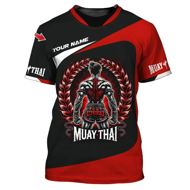Kietas naujas „Muay Thai“ grafinis marškinėlis vyrams su 3D spausdintu tigro ir drakono piešiniu, individualizuotu vardu, vasaros sporto salės ir fitneso marškinėlis