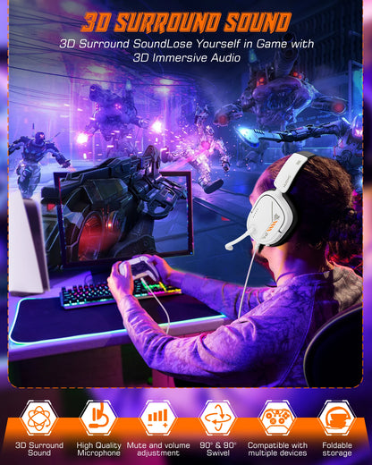 NUBWO HG04L Gaming Headset for PS5/PS4,Xbox Series X|S/Xbox One,Switch Clear Unidirectional Mic 3.5mm Jack Headphone for Gaming