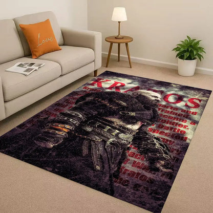 Kratos God of War Game Cartoon Gamer Living Room Non-Slip Area Rug Soft Carpet for Bedroom Playroom Sofa,Easy Clean Home Doormat