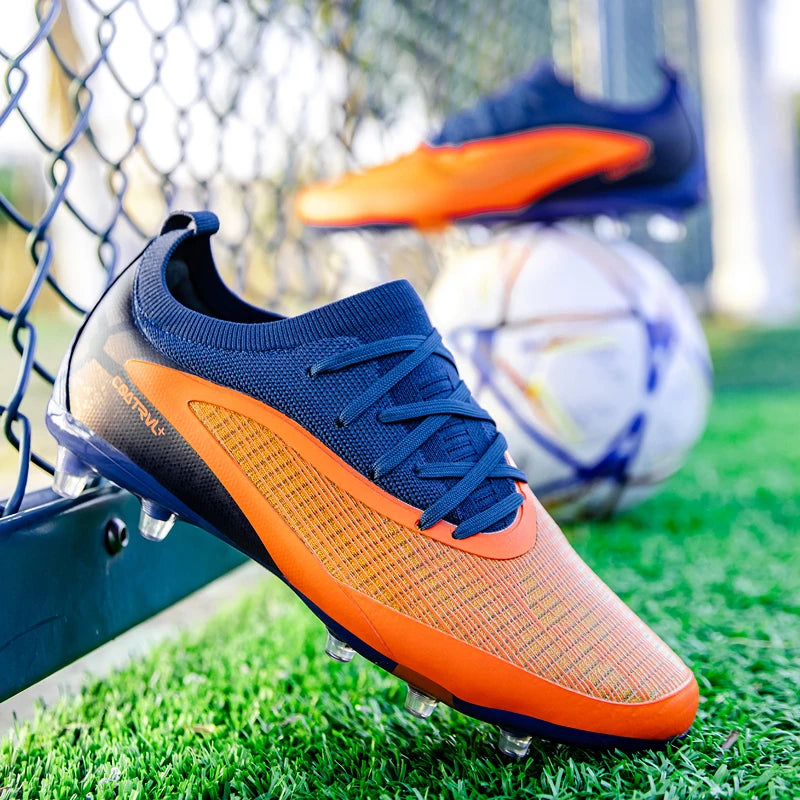 Chuteiras de futebol novas para homem, com pitons para exterior, respiráveis, adulto, antiderrapantes, calçado de futebol desportivo, pitons longos, treino, rapaz, jogo, confortáveis