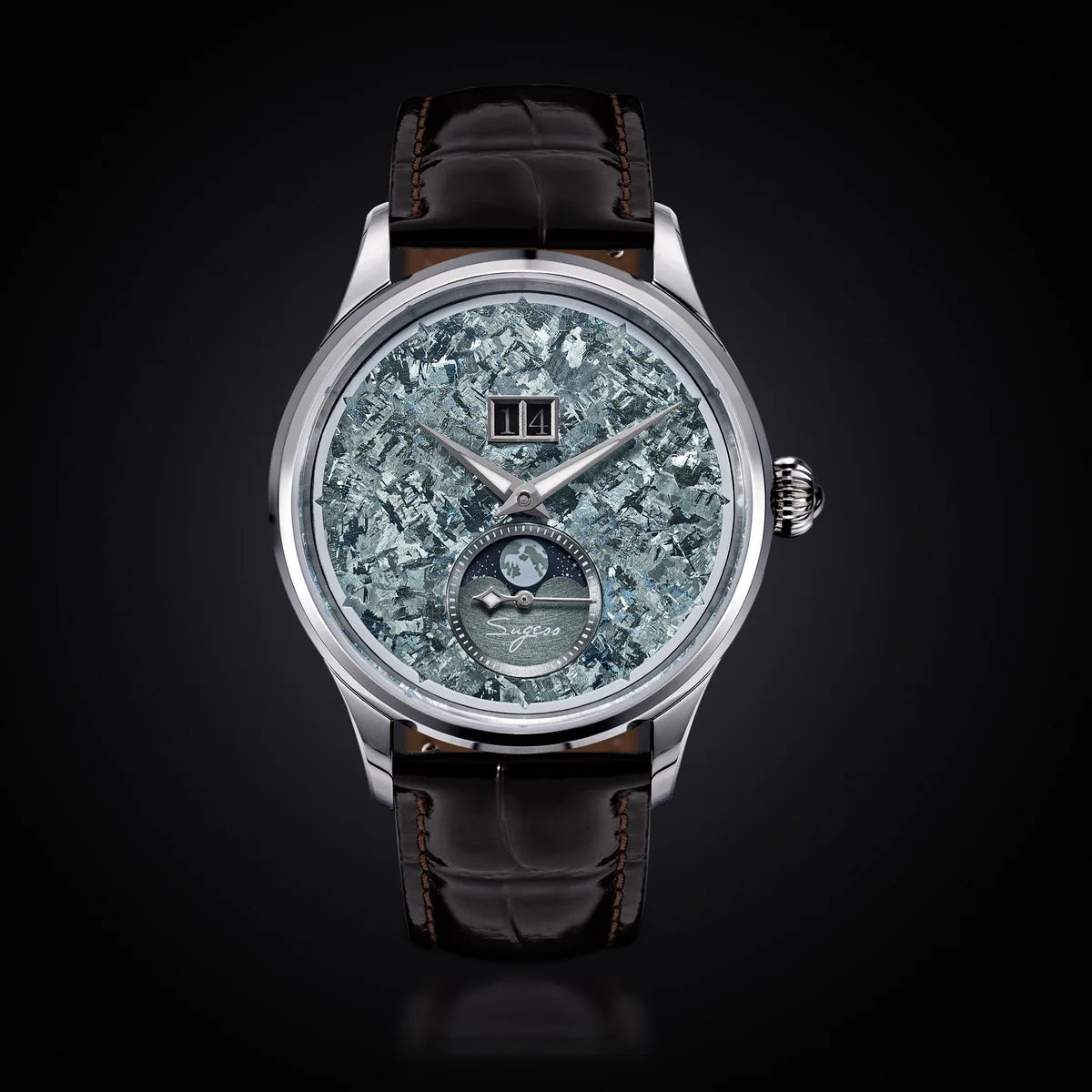 Automatic Man Watch Moon-Phase ST2528 Movement Waterproof Mechanical Wristwatches Sapphire Crystal Titanium Dials Clock S401 New