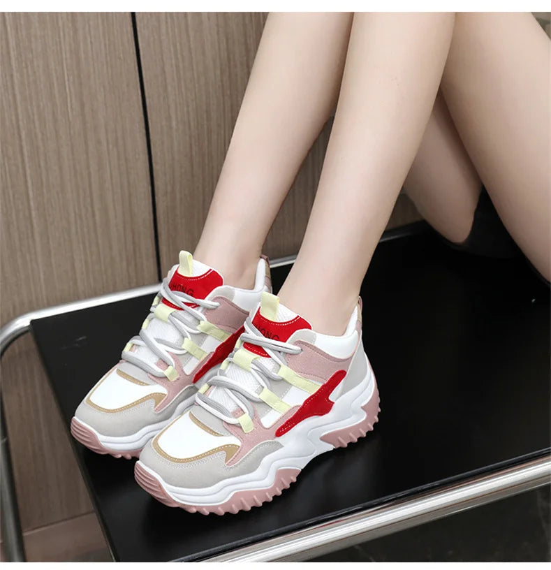 Sneakers for Women 2023 Autumn Slip-On Breathable Mesh Casual Shoes Women Heels Loafers