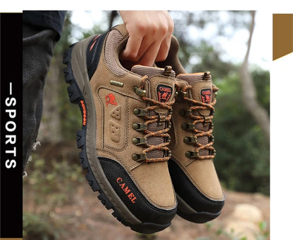 Classic Black Men's Hiking Shoes Outdoor Low-Cut Climbing Walking Shoes Trekking Sneakers Non-Slip Mountaineering Shoes for Men