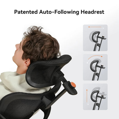 NEWTRAL MAGICH-BPRO Ergonomic Chair with Footrest, Auto-Following Backrest Headrest Office Chair, Adaptive Lower Back Support