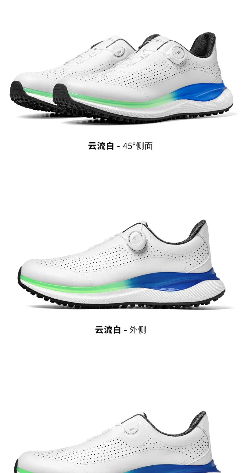PGM Golf Men’s Sports Sneakers Super Soft Popcorn Midsole Knob Lace Anti-Slip Breathable Golf Shoes