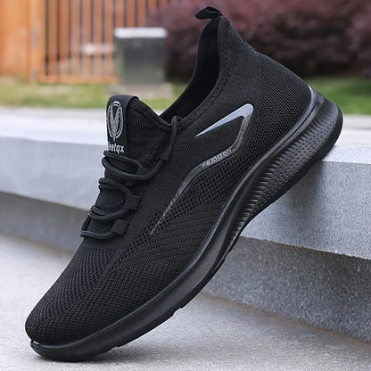 Baskets légères et respirantes en tricot pour hommes, chaussures d'entraînement antidérapantes pour la course à pied, basket-ball, chaussures de sport noires et blanches, semelle en PU