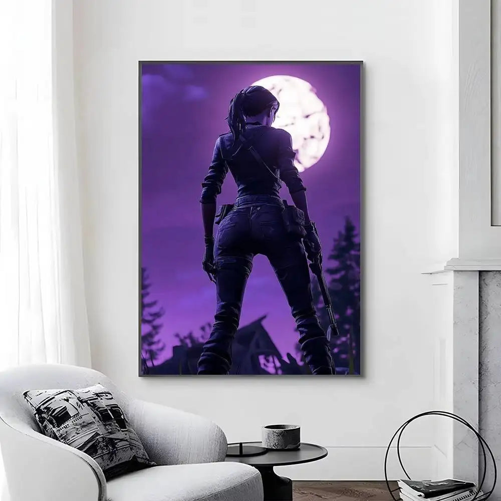 Game F-F-Fortnite Posters Self-Adhesive Waterproof Ideal For Living Room Bedroom Bar Decoration