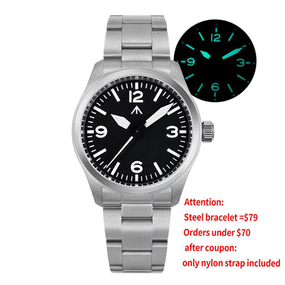 Militado ML08 Quartz Watch  VH31 Movement Steel Strip Sapphire Crystal Vintage Watch 10Bar Waterproof BGW9 Luminous Mens Watch