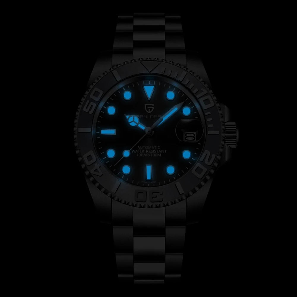 PAGANI DESIGN Luxury Mechanical Automatic Men's Watch Rose Gold Ceramic Rotating Frame Top Business watches for man reloj hombre