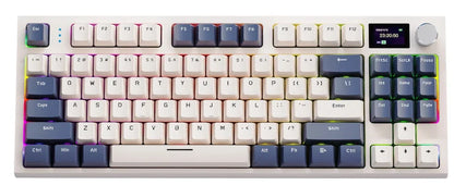 Tastiera meccanica ATTACK SHARK K86 con manopola in metallo, schermo smart TFT a colori, layout a 87 tasti, illuminazione RGB e connessione tri-mode
