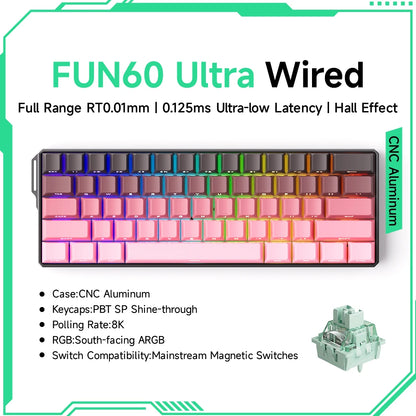 Akko MonsGeek FUN60 Ultra Mechanical Gaming Keyboard Magnetic Switch 60% Rapid Trigger 8K HE/TMR Custom Aluminum Keyboard Gamer