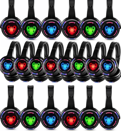 Cuffie wireless Silent Disco RF LED DJ Party 863–865MHz/915MHz con illuminazione LED a 3 canali e batteria da 10H
