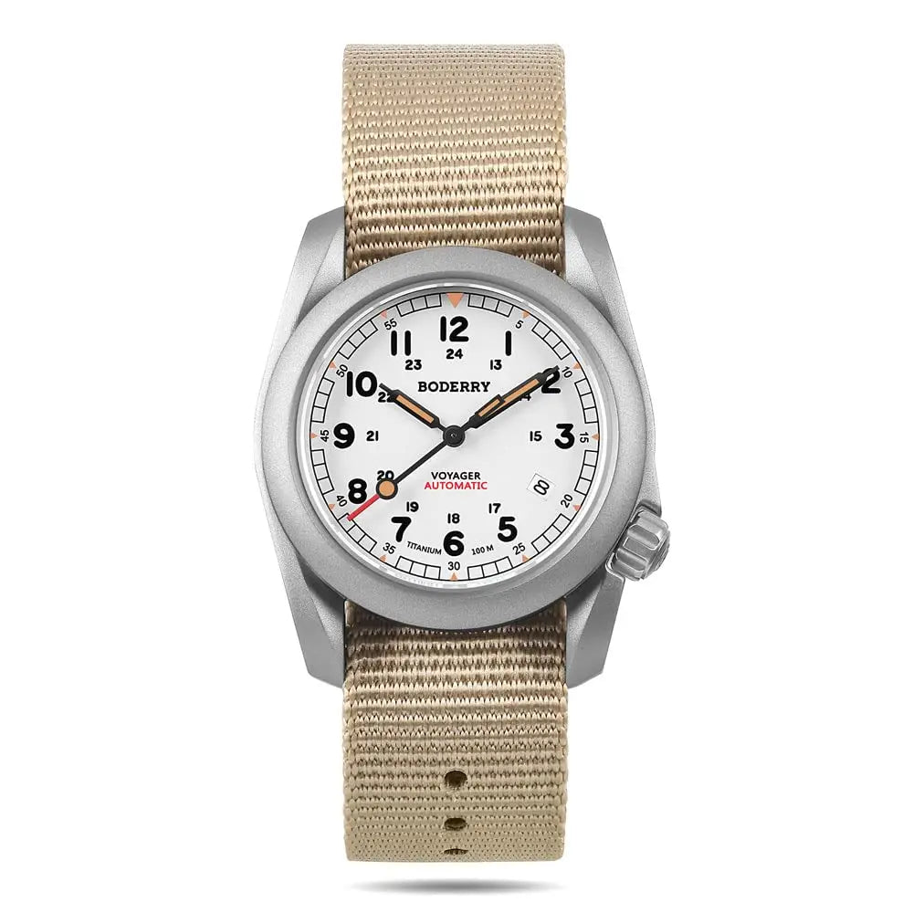 BODERRY Men Automatic Watch 40MM Titanium Pilot Sport Mechanical Wristwatch 100m Waterproof Sapphire C3 Luminous NH35
