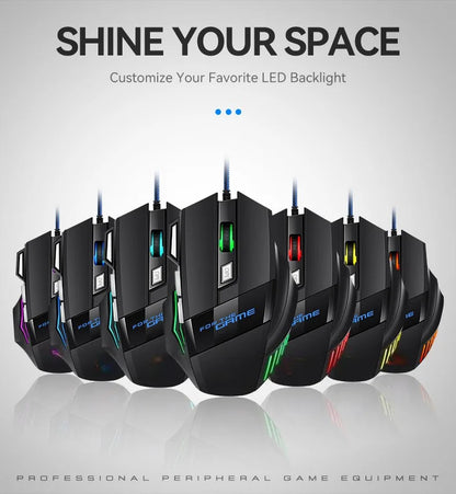 1 rato gaming USB Hyperspeed novo para PC, retroiluminado RGB, rato gaming ergonómico 7D para esports, com fios, para portátil e PC gamer