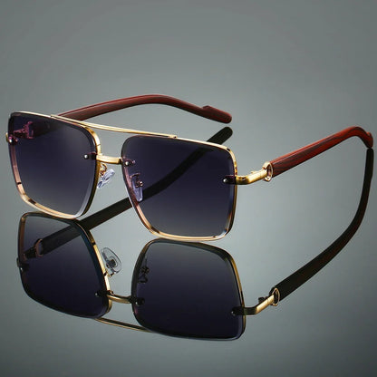 KAMMPT Fashion Retro Square Metal Shades Women's Original Brand Design Driving Sunglasses New Double Bridge Pilot Sun Glasses