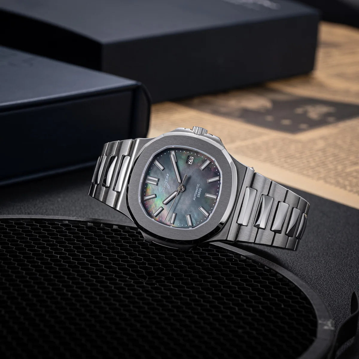 Sugess Man Watch Automatic Mechanical Wristwatches Miyota 9015 Movement MOP Dial Luminous Waterproof 5bar Bracelet Luxury S466