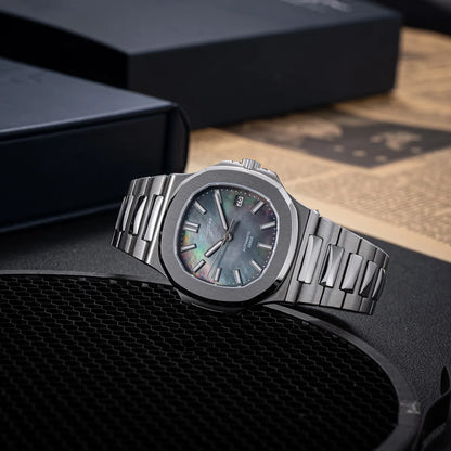Sugess Man Watch Automatic Mechanical Wristwatches Miyota 9015 Movement MOP Dial Luminous Waterproof 5bar Bracelet Luxury S466