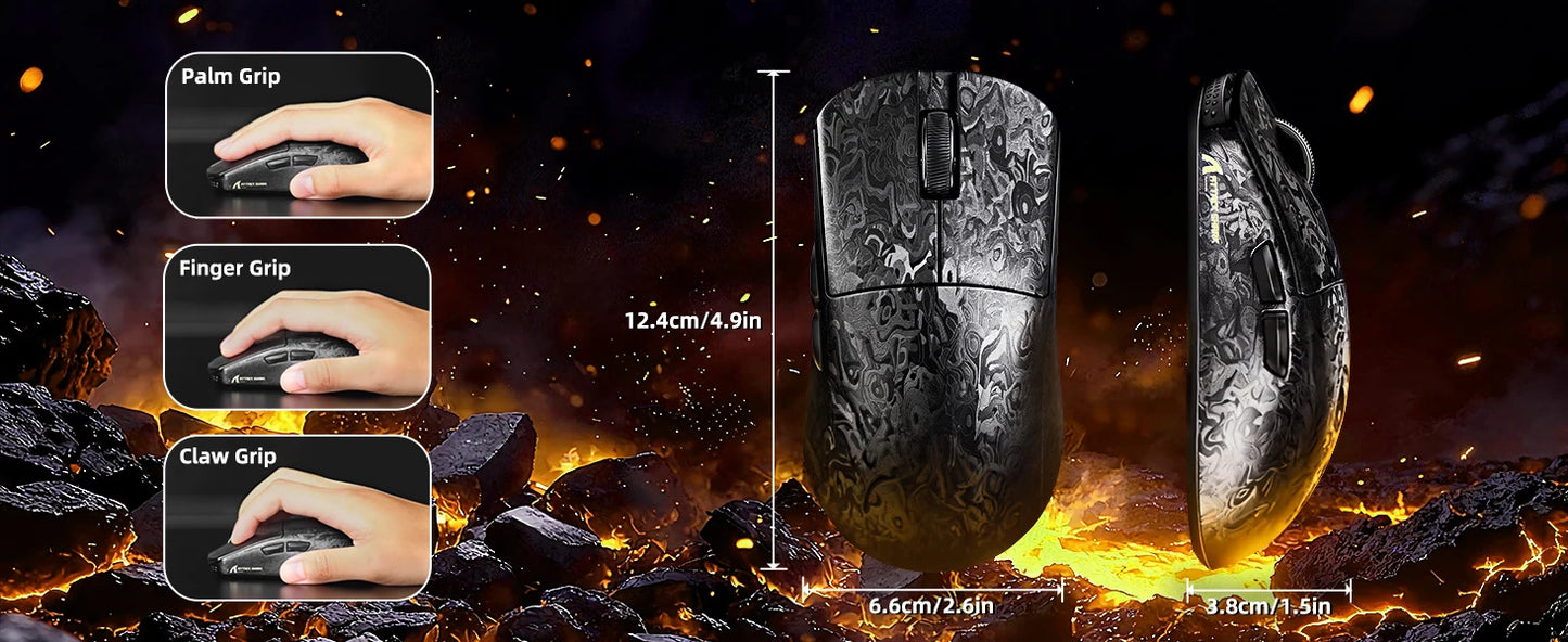 Rato Gaming Sem Fios ATTACK SHARK R11 ULTRA em Fibra de Carbono, 8000Hz, PAW3950MAX, 42000DPI, Leve 49g, 20000FPS, Nordic 52840