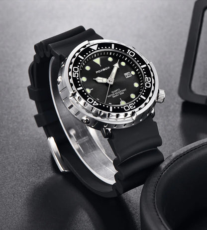 FOXBOX  Top Brand Fashion Diver Watch Men 50ATM Waterproof Date Clock Sport Watches Mens Quartz Wristwatch Relogio Masculino