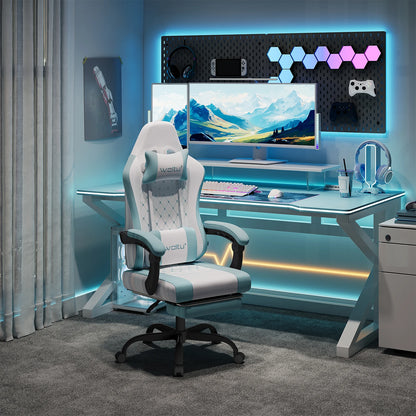 WOLTU Massage Gaming Chair Ergonomic Gamer Chair with Footrest, Lumbar Support, Adjustable Headrest, Swivel Computer Office Chair