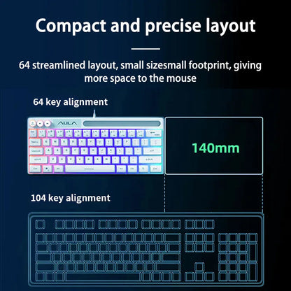 AULA F3061 Mechanical Touch Feel Keyboard 61 Keys Wired Mini Keyboard RGB Backlight Keyboard Desktop Laptop Game Keyboard