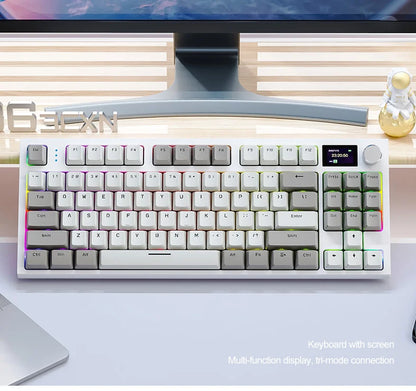 Tastiera meccanica ATTACK SHARK K86 con manopola in metallo, schermo smart TFT a colori, layout a 87 tasti, illuminazione RGB e connessione tri-mode