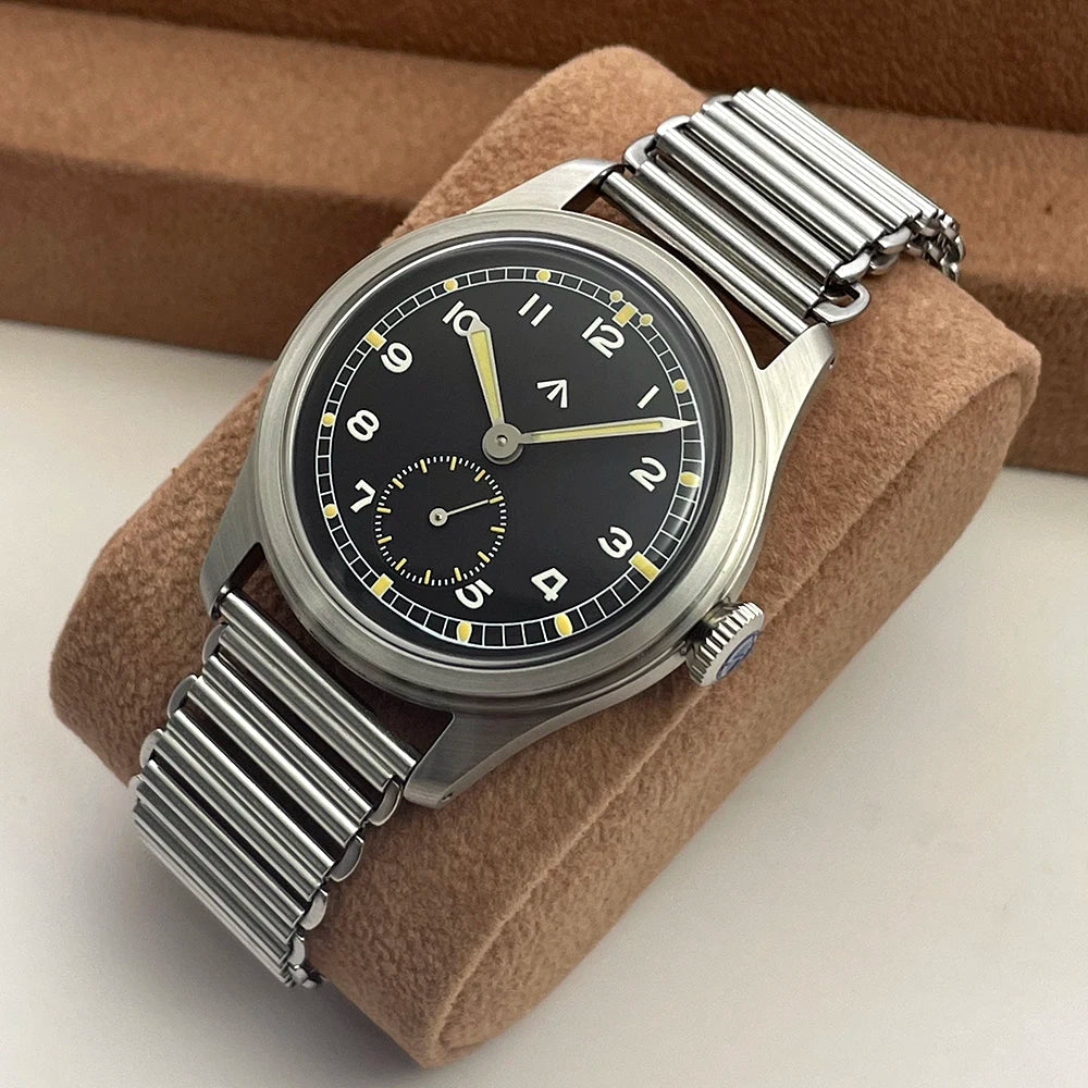 Classic Retro Arrow Pilot Watch Male Mens WWII 12 Mechanical Satch Manual Hand Wind Luminous Stain Steel Merkur 38mm Case