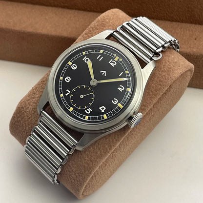 Classic Retro Arrow Pilot Watch Male Mens WWII 12 Mechanical Satch Manual Hand Wind Luminous Stain Steel Merkur 38mm Case