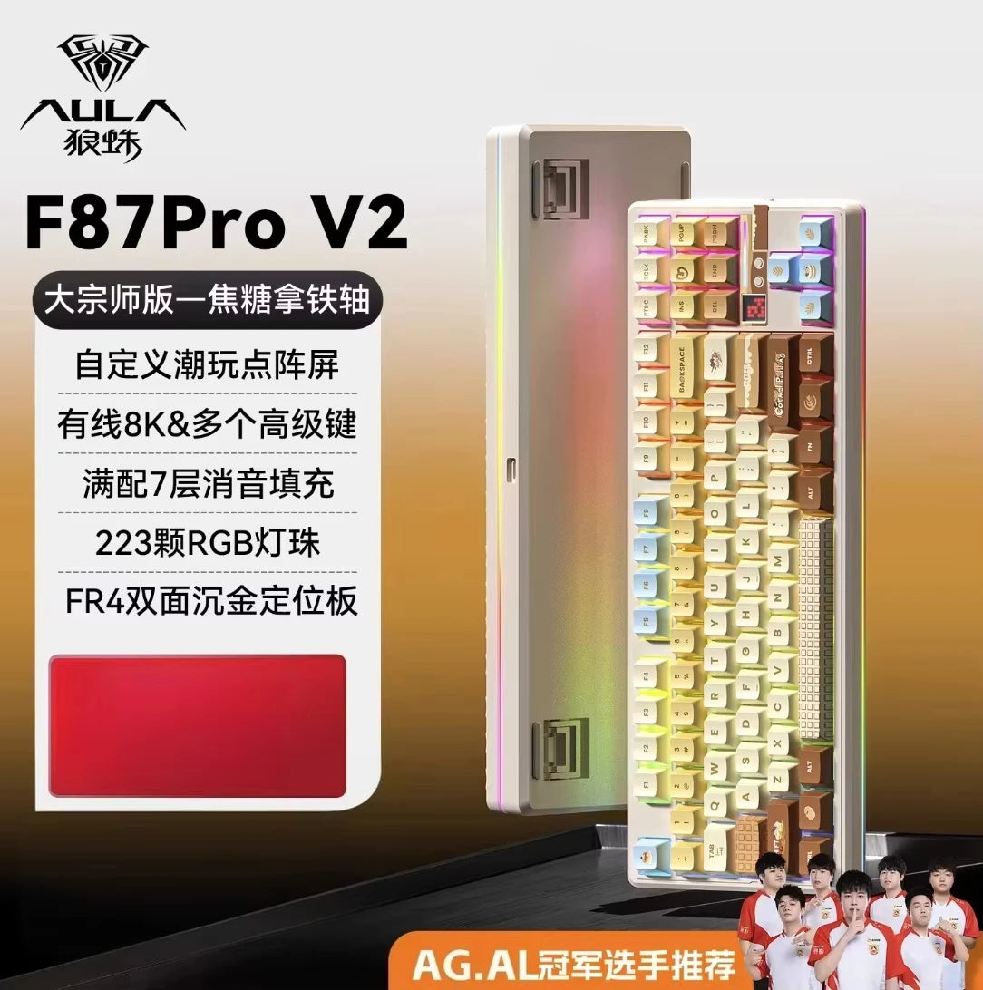 AULA F87 Pro V2 Mechanical Keyboard 3-modes Wireless 12000mAh Long Battery Life Hot-Swap RGB Custom E-Sports Keyboard PC Gaming
